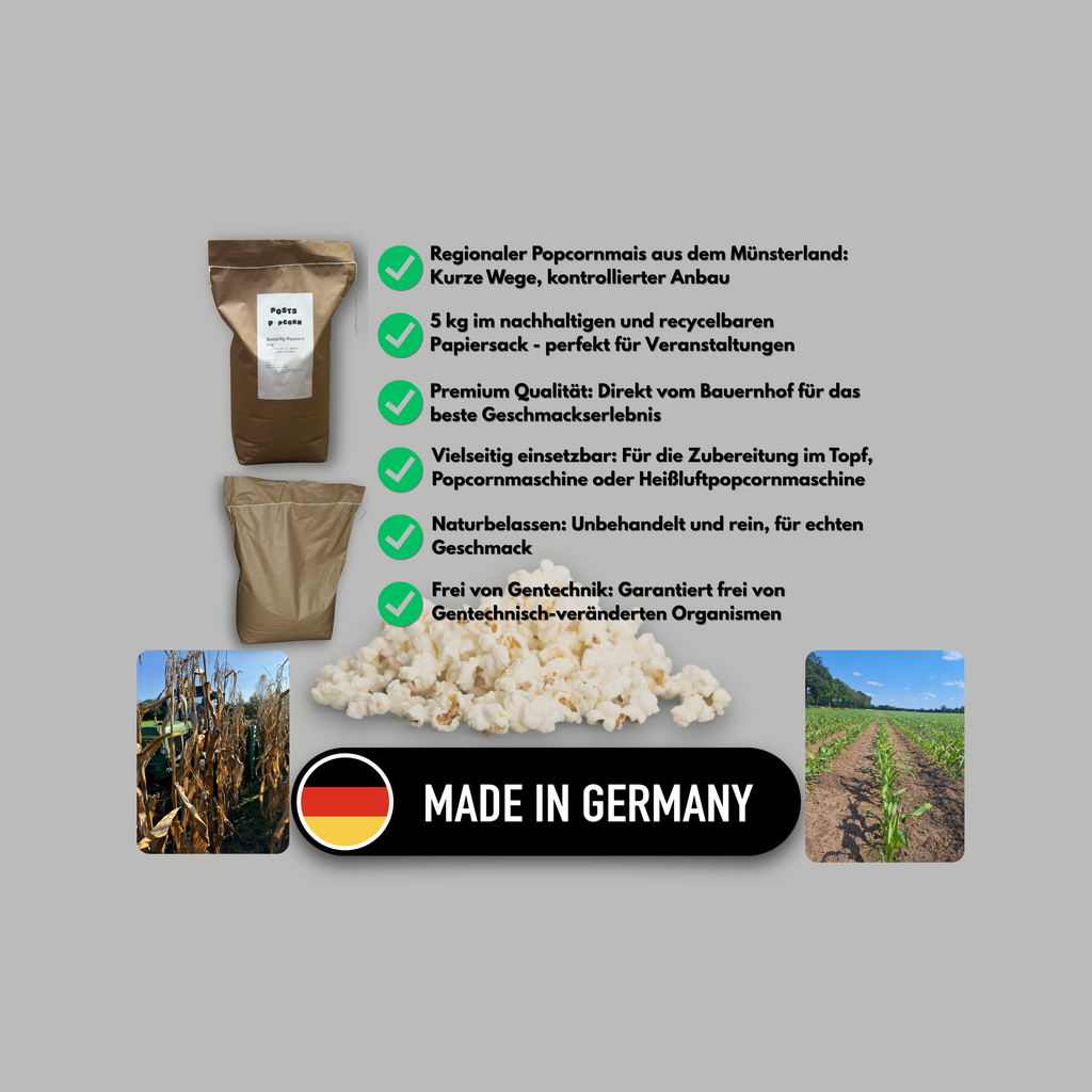 Butterfly Popcornmais 5 kg aus Deutschland – Direkt vom Bauernhof