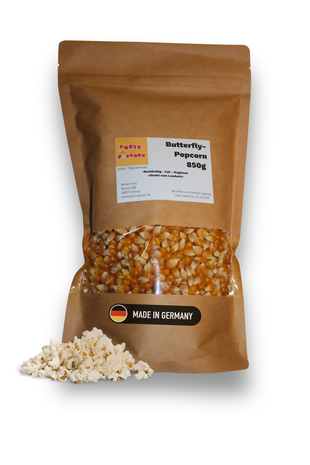 Butterfly Popcornmais 850 g aus Deutschland – Direkt vom Bauernhof
